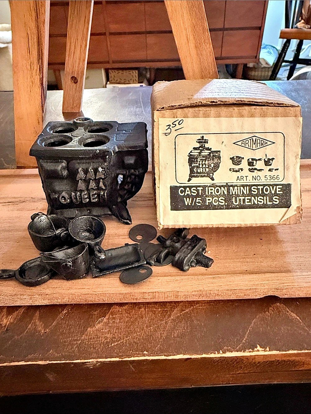 Artmark Cast Iron Mini Stove W/5 Pcs. Utensils Set